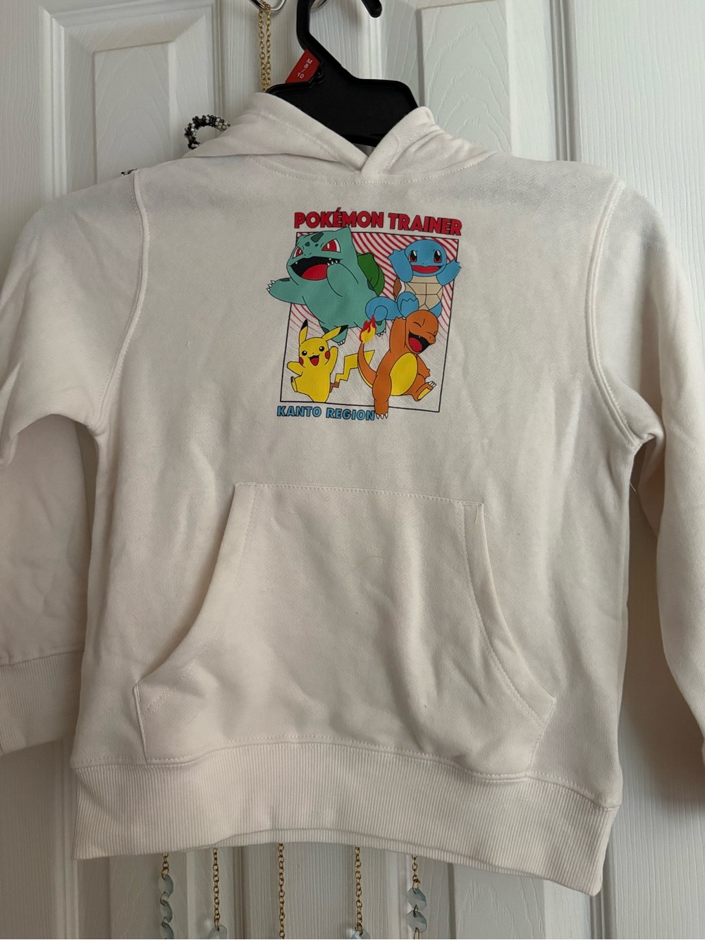 Pokémon Trainer Kanto Hoodie - Cream with Colorful Graphic